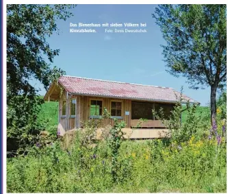  ?? Foto: Denis Dworatsche­k ?? Das Bienenhaus mit sieben Völkern bei Kimratshof­en.