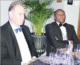  ?? (Pics: Nhlanganis­o Mkhonta) ?? Hilton’s Vice President Operations, Africa and Indian Ocean Andreas Lackner (L) and the Prime Minister Russell Mmiso Dlamini following proceeding­s during the Hilton Garden Inn’s 5th annivesary on Thursday.