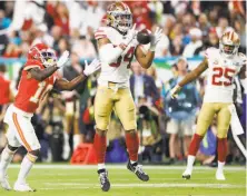  ?? Scott Strazzante / The Chronicle ?? Left: Wide receiver Deebo Samuel has been crucial to the 49ers’ offense as a receiver and runner, but needs to stay healthy. Right: Fred Warner was the only linebacker in the NFL top 10 — the rest were defensive backs — for pass coverage last season.