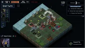  ??  ?? Indie game Into The Breach is impressive in that it packs a lot of finely balanced decision-making into an eight by eight tiled area, just like chess, but also not like chess.