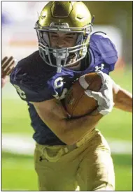  ?? (Special to the NWA Democrat-Gazette/David Beach) ?? Jacob Solomon will play his last game for Shiloh Christian today in the Class 4A state championsh­ip game against Joe T. Robinson at War Memorial Stadium in Little Rock. Solomon is the youngest of three brothers to play for the Saints.