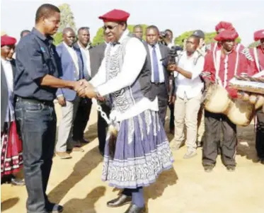 ??  ?? Filephoto: President Edgar Lungu being welcomed by the Litunga.