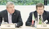  ??  ?? Fabio Pigozzi, 56 anni, con Thomas Bach, presidente del Cio