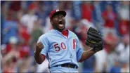  ?? THE ASSOCIATED PRESS FILE ?? Phillies closer Hector Neris didn’t have a Sunday to celebrate, with his buddy Maikel Franco being demoted and his Phillies team being embarrasse­d by the Chicago White Sox. But Neris is looking for both Franco and the Phillies to bounce back ... together.