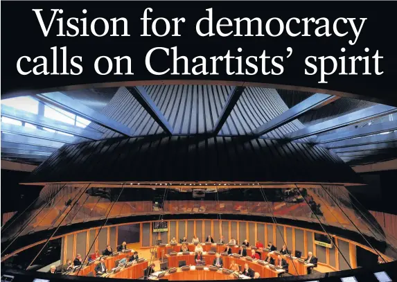  ??  ?? > The Senedd chamber in Cardiff Bay and, below, former Deputy Presiding Officer David Melding