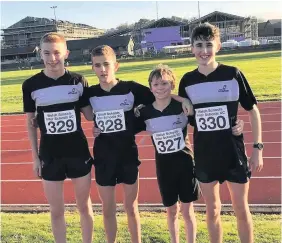  ??  ?? A dominant display from Ysgol Bro Myrddin’s Under-15 winning team of Liam Edwards, Frank Morgan, Ioan Cressey-Rodgers and Dafydd Jones.