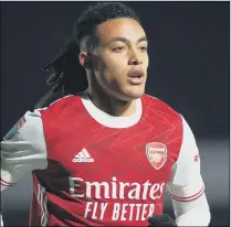  ?? Picture: James Chance/Getty Images ?? INTENT Pompey loanee Miguel Azeez in the colours of parent club Arsenal