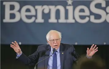  ?? AP ?? Bernie Sanders hablando durante un acto en Concord, New Hampshire, el pasado 10 de marzo.