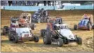  ?? SUBMITTED PHOTO - CARL HESS ?? A large pack battles for the lead in 600 Micro Sprint Class qualifying on July 27at Action Track USA.