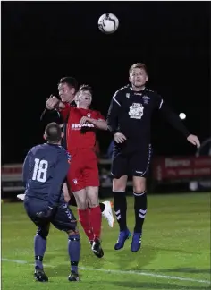  ??  ?? Sean Hurley in action for Arklow Town against Liffey Wanderers in the Leinster Intermedia­te Cup.