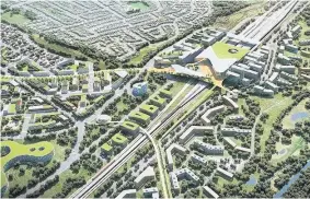  ??  ?? How the HS2 station area could look once it has been redevelope­d, including an “innovation campus”