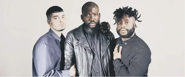  ?? ?? 0 Alloysious Massaquoi, centre, formed Young Fathers with Graham ‘G’ Hastings, left, and Kayus Bankole, right, in 2008 after they met at an under-18s hip-hop night at the Bongo Club in Edinburgh