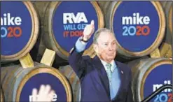  ??  ?? Democratic presidenti­al hopeful Mike Bloomberg got a warm reception at a brewery in Virginia.