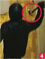  ??  ?? A thug raises a hammer (circled) 4