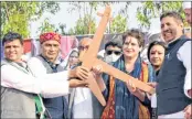  ?? —ANI ?? Congress leader Priyanka Gandhi Vadra during the Kisan Mahapancha­yat in Saharanpur, Uttar Pradesh on Wednesday.