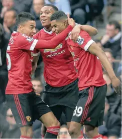  ?? EPA ?? BRILLIANT TOUCH: Marcus Rashford, right, continued his meteoric rise with the only goal in the Manchester derby.