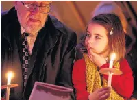  ??  ?? Gwen Allcock and her grandfathe­r Bernard Fyles at last year’s Light Up A Life Service