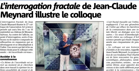  ?? (Photo DR) ?? Jean-Claude Meynard présente le e colloque « Art incertitud­e cerveau. »