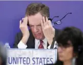 ??  ?? HANOI: US Trade Representa­tive Robert Lighthizer gestures while attending a joint press conference held on the sidelines of the APEC meeting in Hanoi yesterday.