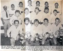  ??  ?? DAYS OF YORE: An article from the old Kowie Announcer, dated September 30 1980, showing the Port Alfred Rugby Club team which took on the Olympics club in the second league finals