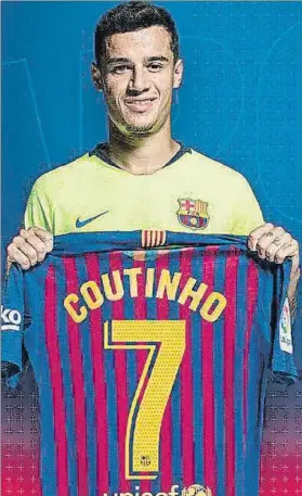  ?? FOTO: FCB ?? Coutinho ya luce el dorsal 7, el que estaba reservado para Antoine Griezmann