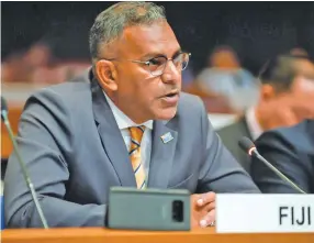  ?? Photo: DEPTFO NEWS ?? Minister for Industry, Trade, Tourism, Lands and Mineral Resources Faiyaz Koya’s at the 74th Session of the Economic and Social Commission for Asia and the Pacific in Bangkok, Thailand on Monday.