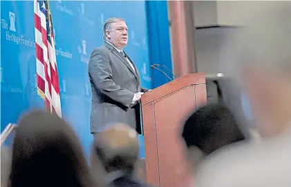  ?? AP ?? Duro. El flamante canciller de EE.UU. Mike Pompeo, ayer, al anunciar castigos contra el régimen iraní.