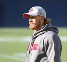  ?? Abbie Parr
/ Getty Images /TNS ?? San Francisco 49ers tight end George Kittle looks on during warm ups before playing the Seattle Seahawks at Centurylin­k Field in Seattle on Nov. 1, 2020