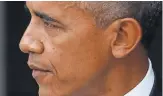  ?? PABLO MARTINEZ MONSIVAIS, AP ?? President Obama begins to tear up while speaking at the dedication ceremony for the Smithsonia­n Museum of African American History and Culture.