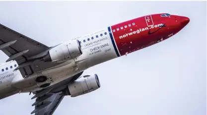  ?? FOTO: OLE BERG-RUSTEN/TT-NTB ?? En betydande del av Norwegians flotta finansiera­s av kinesiska banker och leasingbol­ag - nu blir de delägare i det nordiska flygbolage­t.