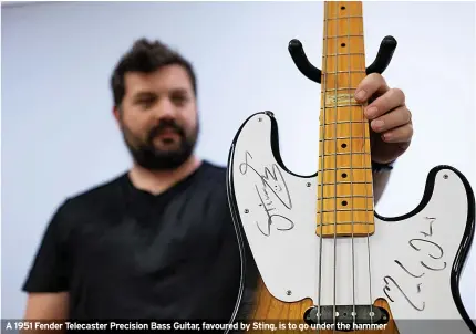  ?? ?? A 1951 Fender Telecaster Precision Bass Guitar, favoured by Sting, is to go under the hammer