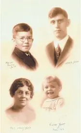  ?? COURTESY OF YOTT/MOORE FAMILY ?? In this old family photo, from left clockwise, is Marion Yott (misspelled in the photo), his step-father LeRoy Yott, sister Vivian Yott, who passed away this August, and mother Sarah Yott. Marion’s grandson Clayton now lives in the historic home where...