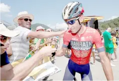  ?? — Reuters photo ?? File photo shows Bahrain-Merida rider Vincenzo Nibali of Italy before the start.
