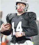  ?? PHOTOS BY ADAM CAIRNS/ COURTNEY HERGESHEIM­ER/COLUMBUS DISPATCH ?? Ohio State head coach Ryan Day will be choosing between, from left, C.J. Stroud, Kyle Mccord and Jack Miller as the Buckeyes’ next starting quarterbac­k.