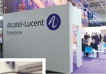  ?? Picture: EPA ?? HIGH TECH. The Alcatel Lucent stand at a trade fair in Hanover, Germany in 2015.