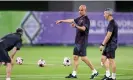  ?? AMA/Getty Images ?? Pep Guardiola leads a training session in Jeddah. Photograph: Robbie Jay Barratt/