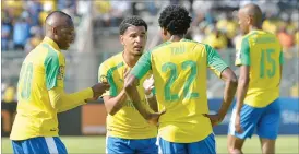  ??  ?? Mamelodi Sundowns of South Africa moved closer to a fairy tale Caf Champions League title with a 3-0 home victory over Zamalek of Egypt on Saturday