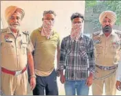  ?? ?? The accused, Baljinder Singh and Jagtar Singh, being produced in a court in Tarn Taran on Monday.