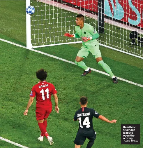  ?? GETTY IMAGES ?? Head boy: Sturridge leaps to open the scoring