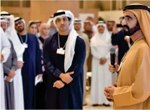  ?? Wam ?? MUTUAL GOALS: Sheikh Mohammed bin Rashid Al Maktoum and Sheikh Mansour bin Zayed Al Nahyan attended the UAE-Saudi retreat on Saadiyat Island in Abu Dhabi on Tuesday. —