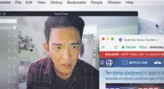  ?? Sebastian Baron / CTMG ?? John Cho plays a dad searching for his daughter in “Searching” — a search that takes place largely using digital tools.