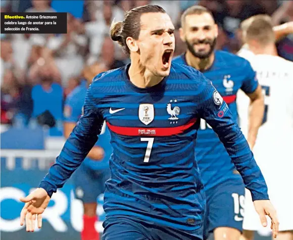  ??  ?? Efectivo. Antoine Griezmann celebra luego de anotar para la selección de Francia.