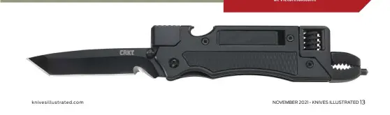  ??  ?? Below: Is it a knife or a multitool? The CRKT Septimo is a knife with a built-in adjustable wrench on the tail end, along with other functions. CRKT photo.