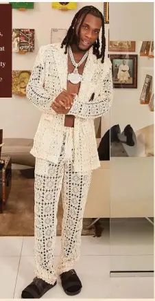  ?? ?? Burna Boy in a Custom Gold Cord Lace Suit