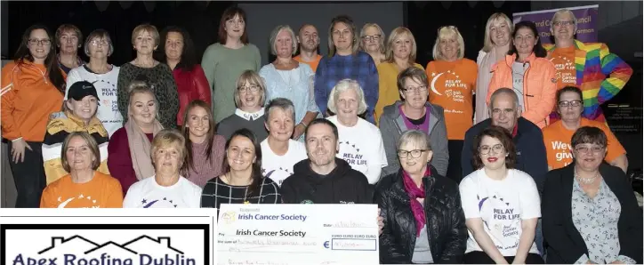  ??  ?? Organisers and team captains at the presentati­on of the €90,000 cheque to Eileen Kearney of The Irish Cancer Society in ‘The Street’ at Wexford County Council Buildings.