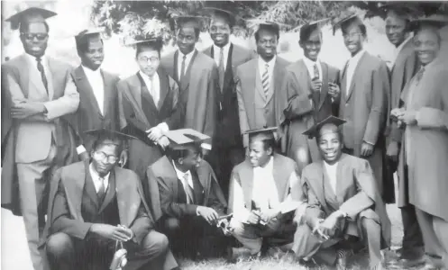  ??  ?? Alhaji Abu Gidado with classmates during graduation from the ABU in 1965.