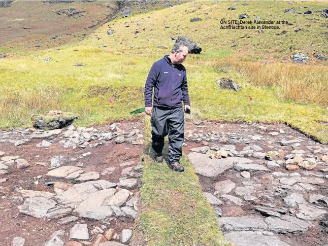  ??  ?? ON SITE: Derek Alexander at the Achtriacht­an site in Glencoe.