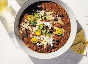  ?? MILK STREET ?? This chili recipe has all the usual suspects: ground meat, beans, cumin, chili powder, tomato and onion. But it also has one unconventi­onal ingredient — cocoa powder.