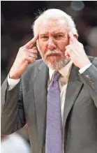  ?? SOOBUM IM/USA TODAY SPORTS ?? Gregg Popovich’s Spurs were 10-6 entering Monday, tied for the sixth-best record in the NBA.