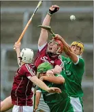  ??  ?? AIR TIME: Galway’s Conor Whelan rises highest against Limerick in Thurles